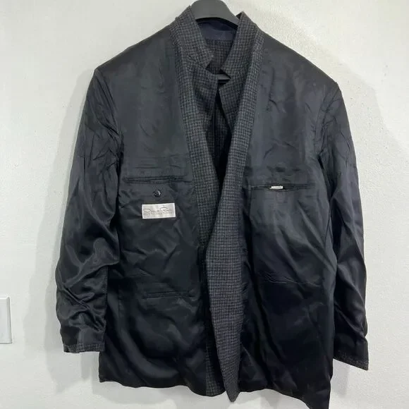 VTG Oscar De La Renta 48L Gray 100% Wool Tweed 2Btn Blazer Jacket Sport Coat‎